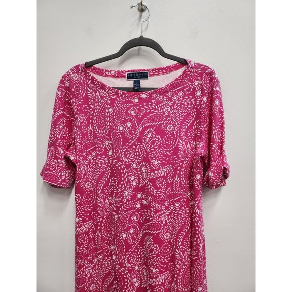 Karen Scott Womens T-Shirt Dress Medium Pink White Paisley Print Half Sleeve - Picture 4 of 7